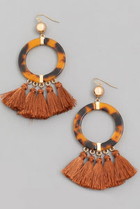 Circle tassel fan earrings