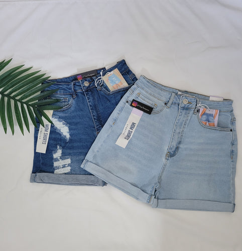 Solid Light Mom Denim shorts